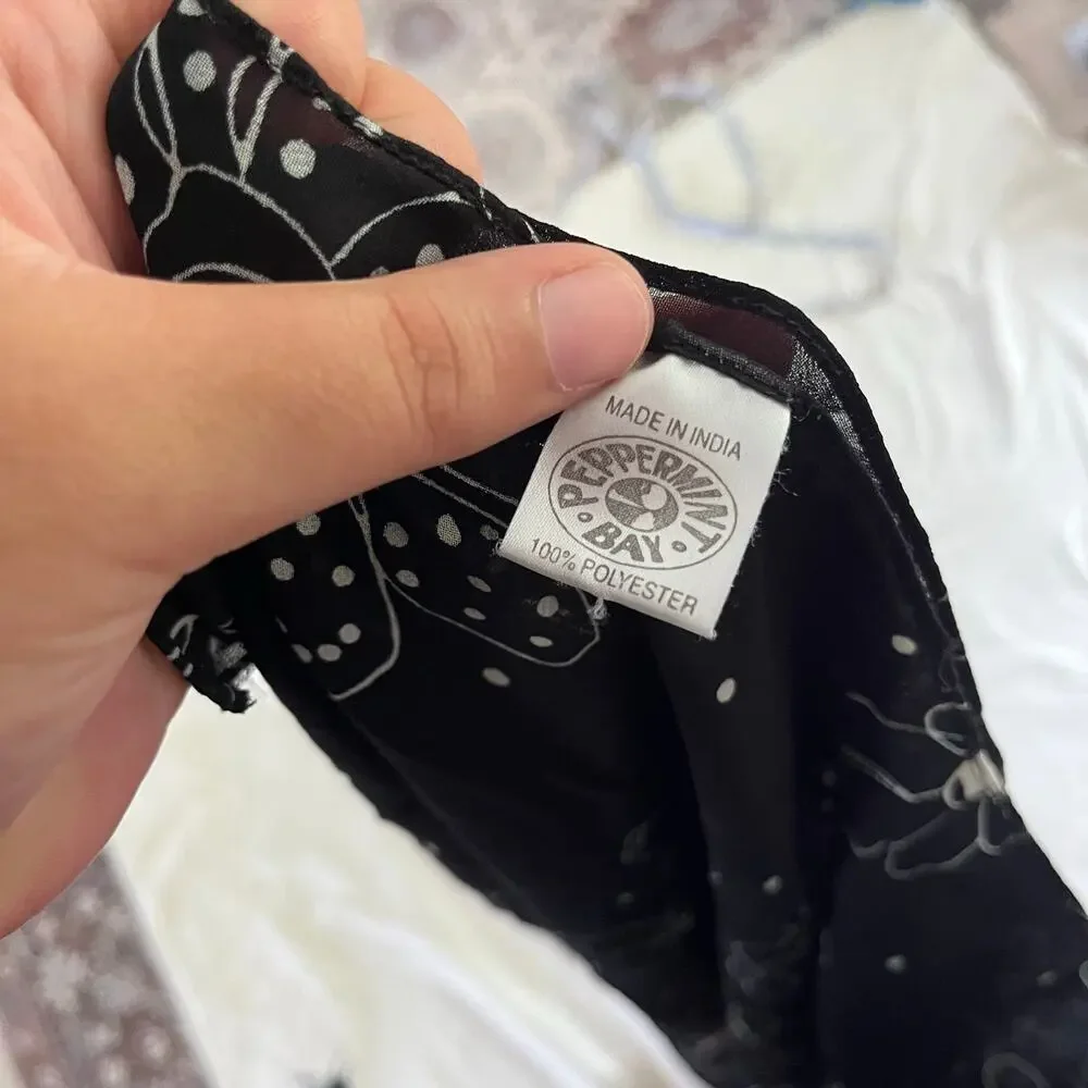 Black Floral Whimsigoth Scarf Coverup Large
